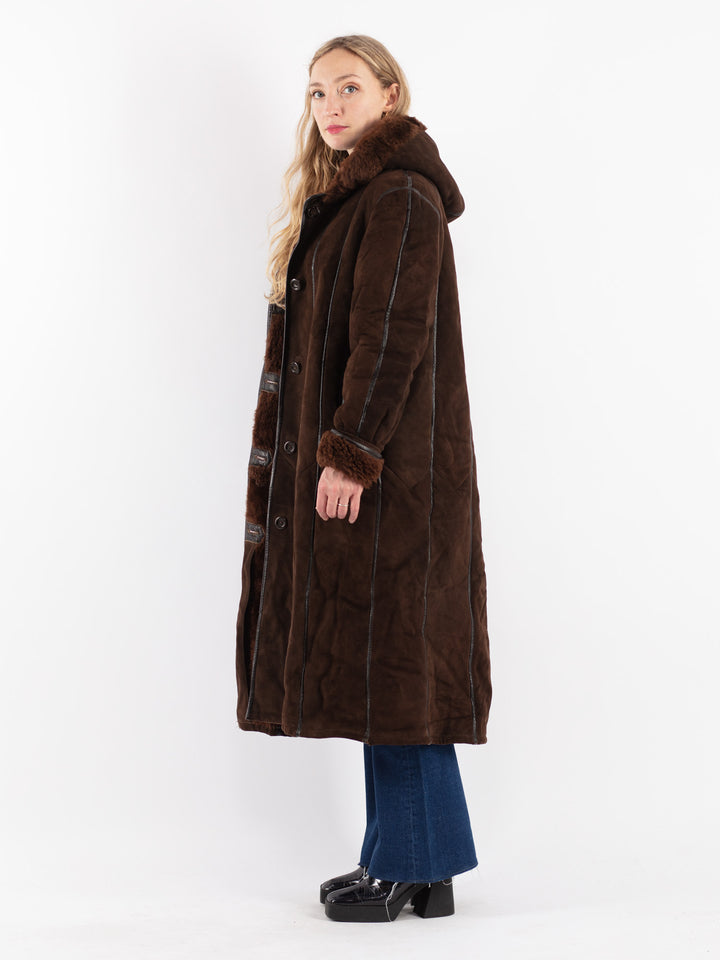 Vintage 70's Women Sheepskin Coat in Brown