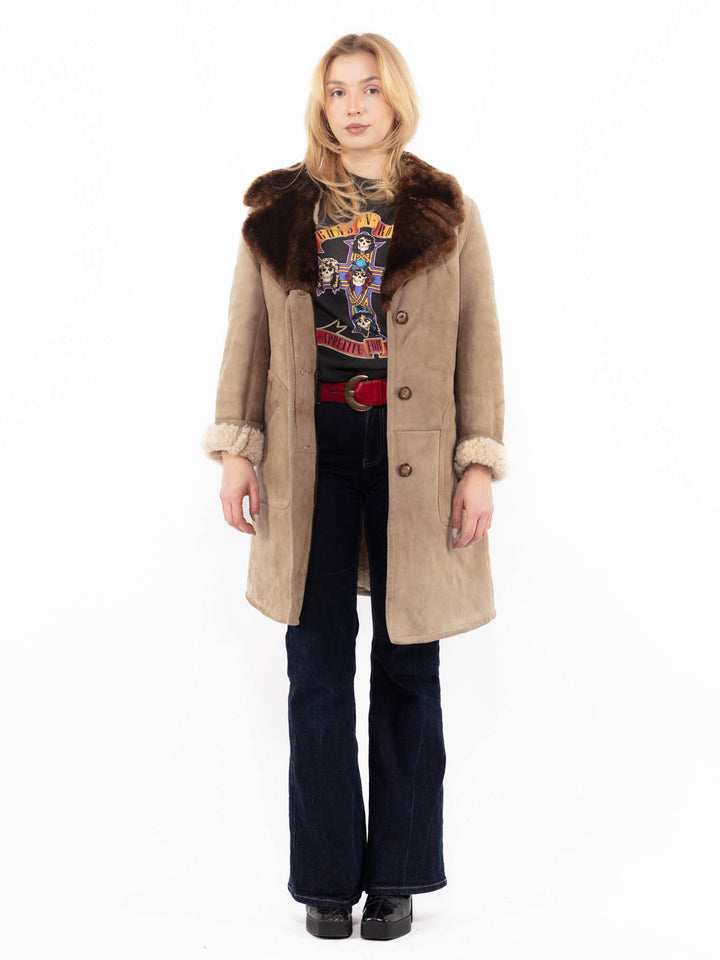 Vintage 70's Women Sheepskin Coat in BeigeA1108