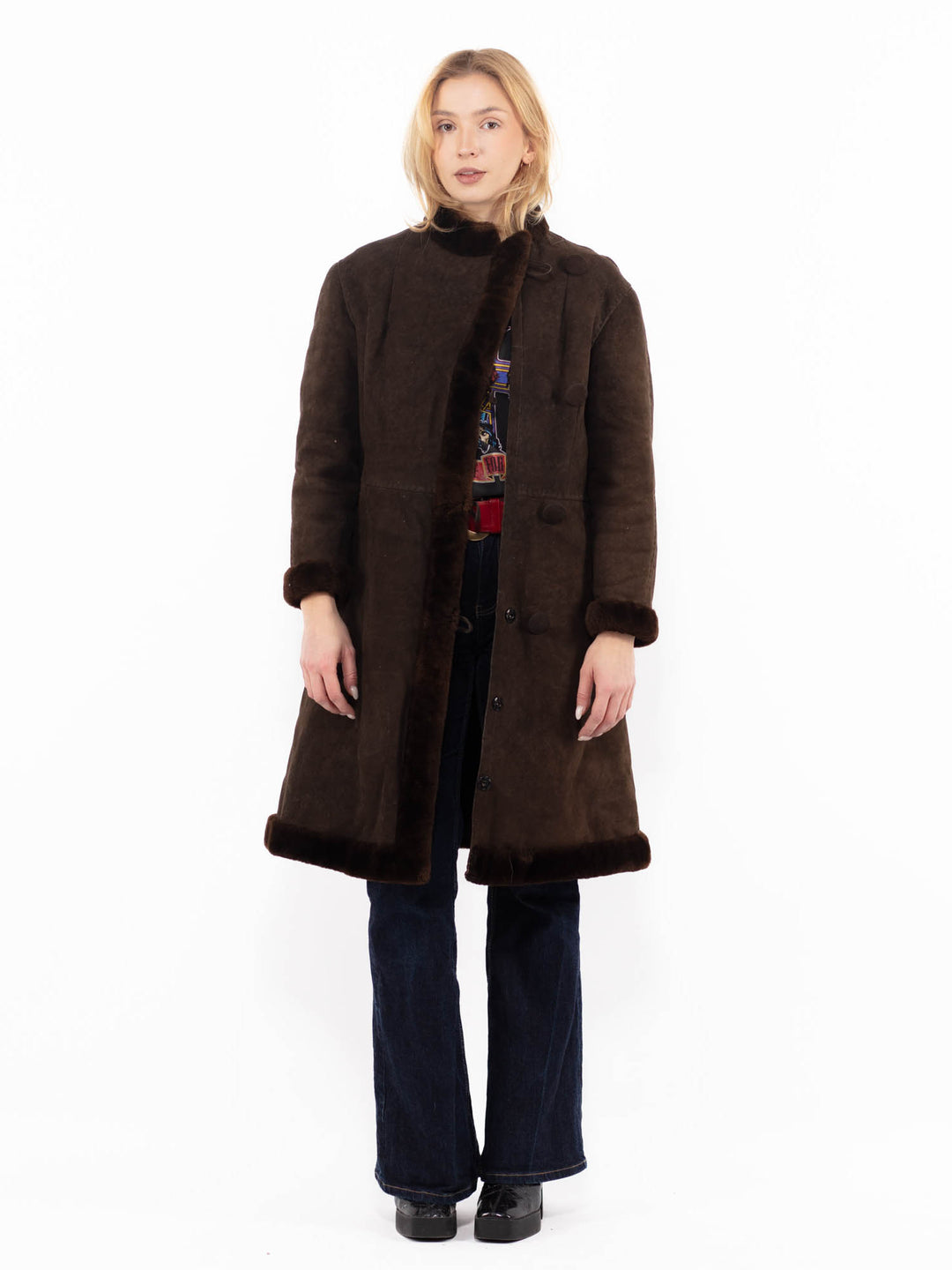 Vintage 70's Women Sheepskin Coat in BrownA1111