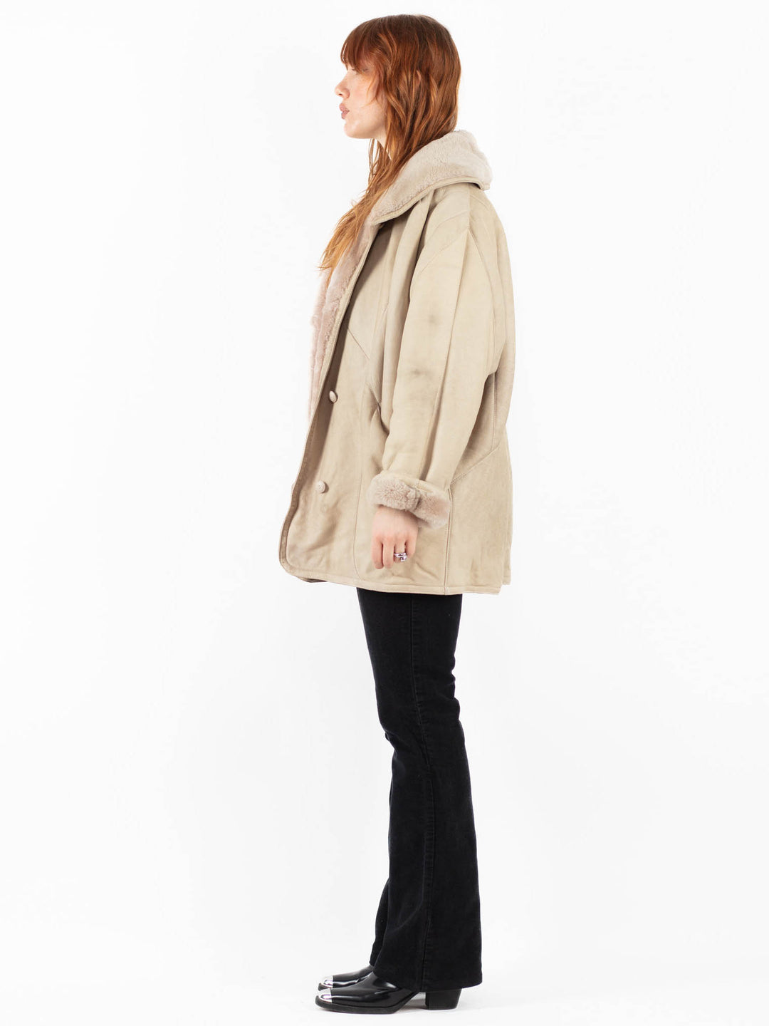 Vintage 70's Women Sheepskin Coat in BeigeV9785
