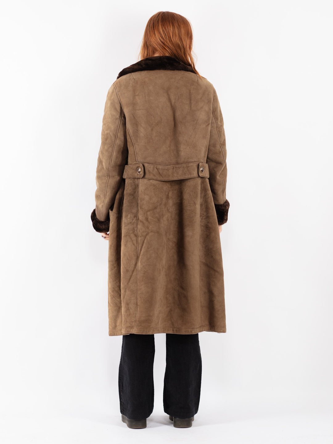 Vintage 70's Women Sheepskin Coat in Beige