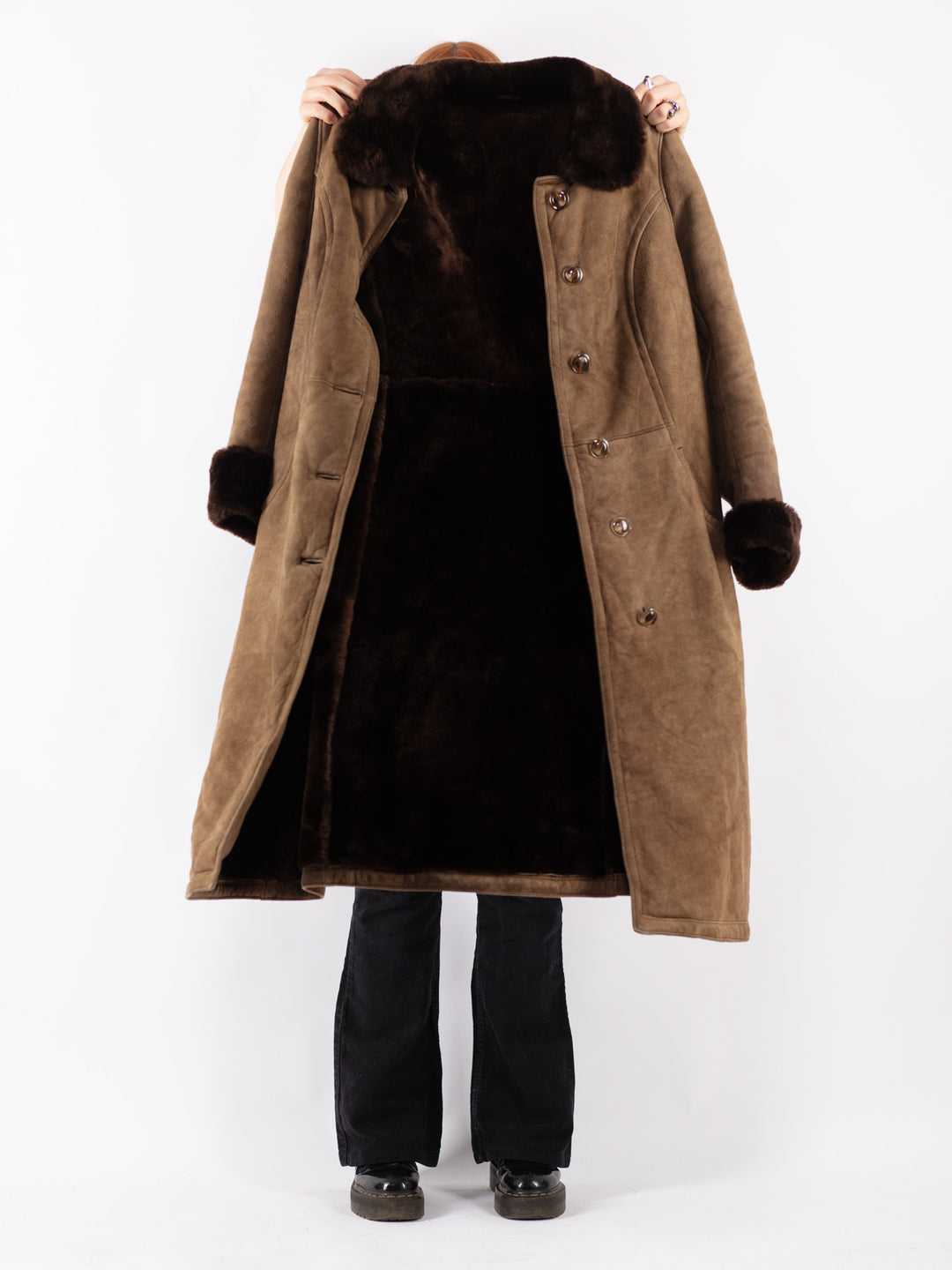 Vintage 70's Women Sheepskin Coat in Beige