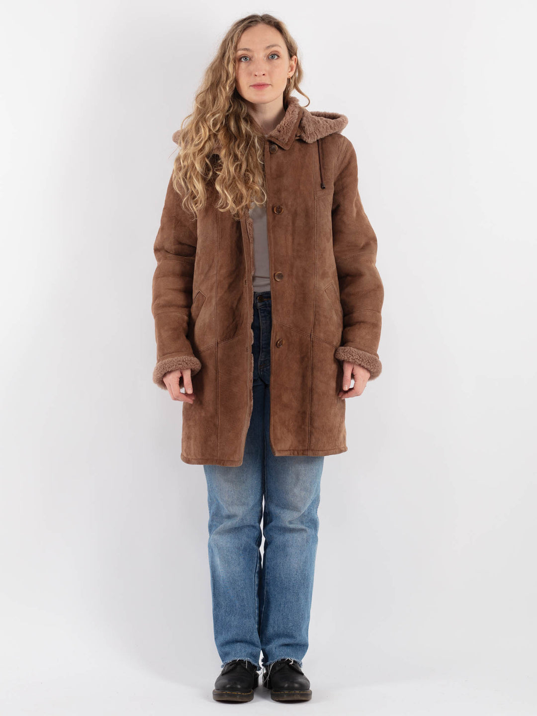 Vintage 70's Women Sheepskin Coat in Brown