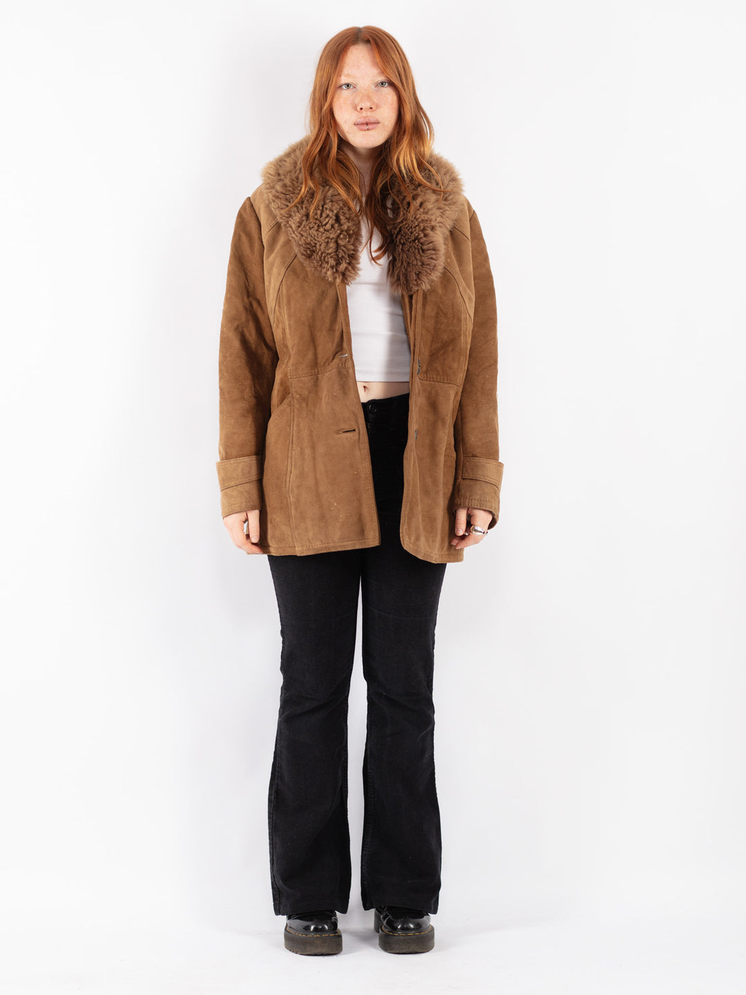 Vintage 70's Women Sheepskin Coat in Beige