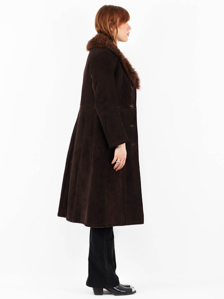 Vintage 70's Women Sheepskin Coat in BrownV9826