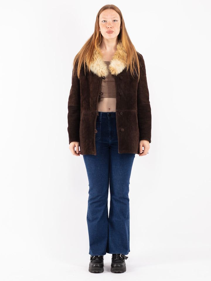 Vintage 70's Women Sheepskin Coat in Brown