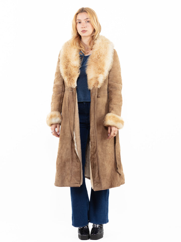 Vintage 70's Women Sheepskin Coat in BeigeA0122