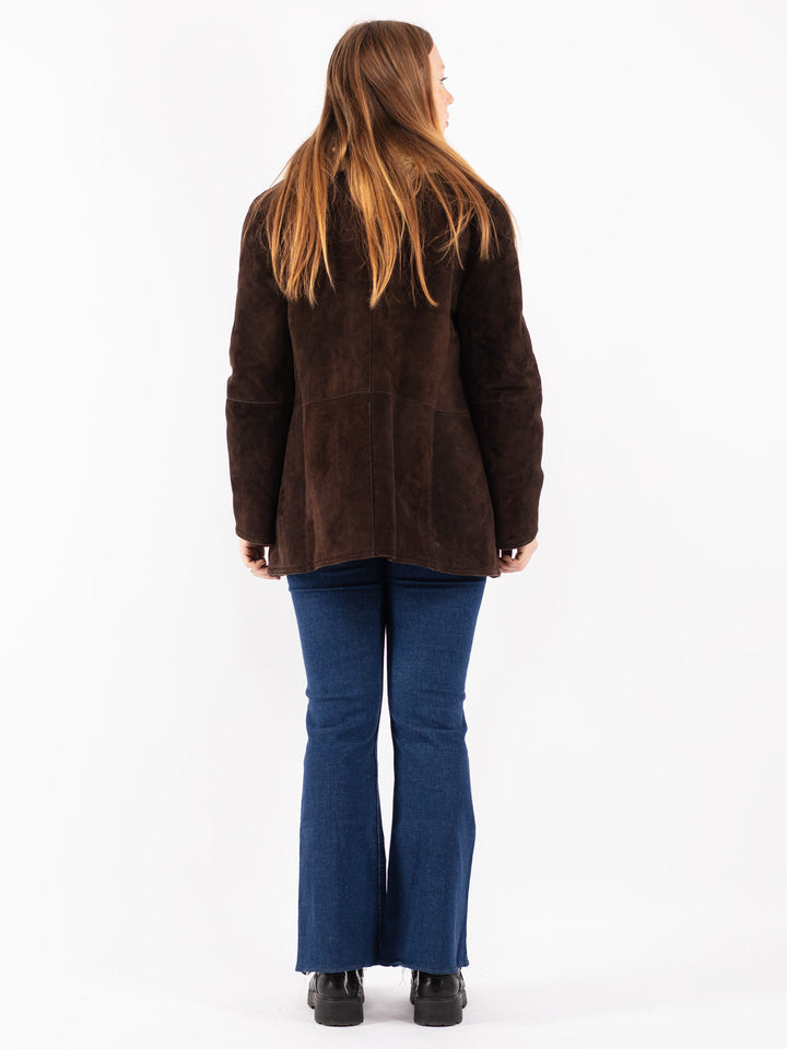 Vintage 70's Women Sheepskin Coat in Brown