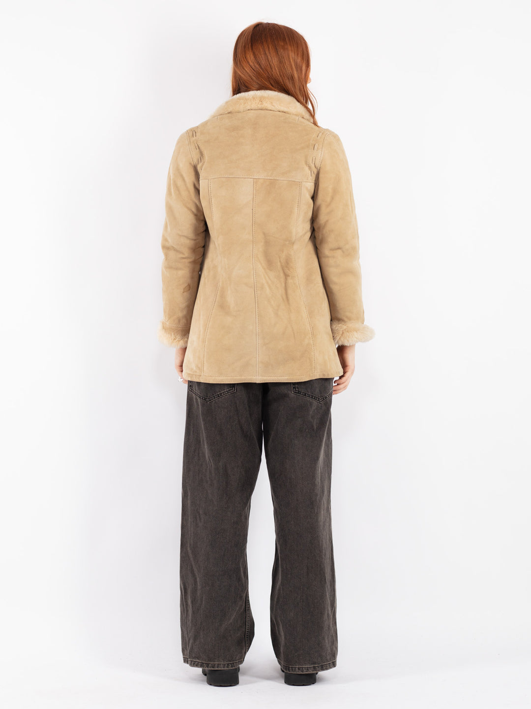 Vintage 70's Women Sheepskin Coat in Beige