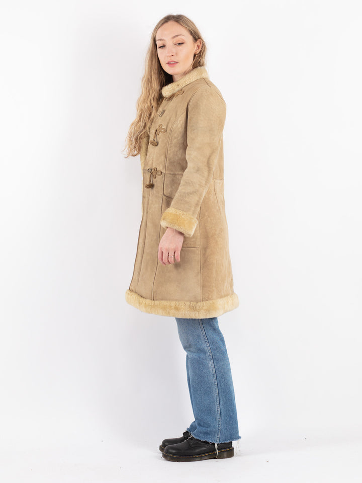 Vintage 70's Women Sheepskin Coat in Beige