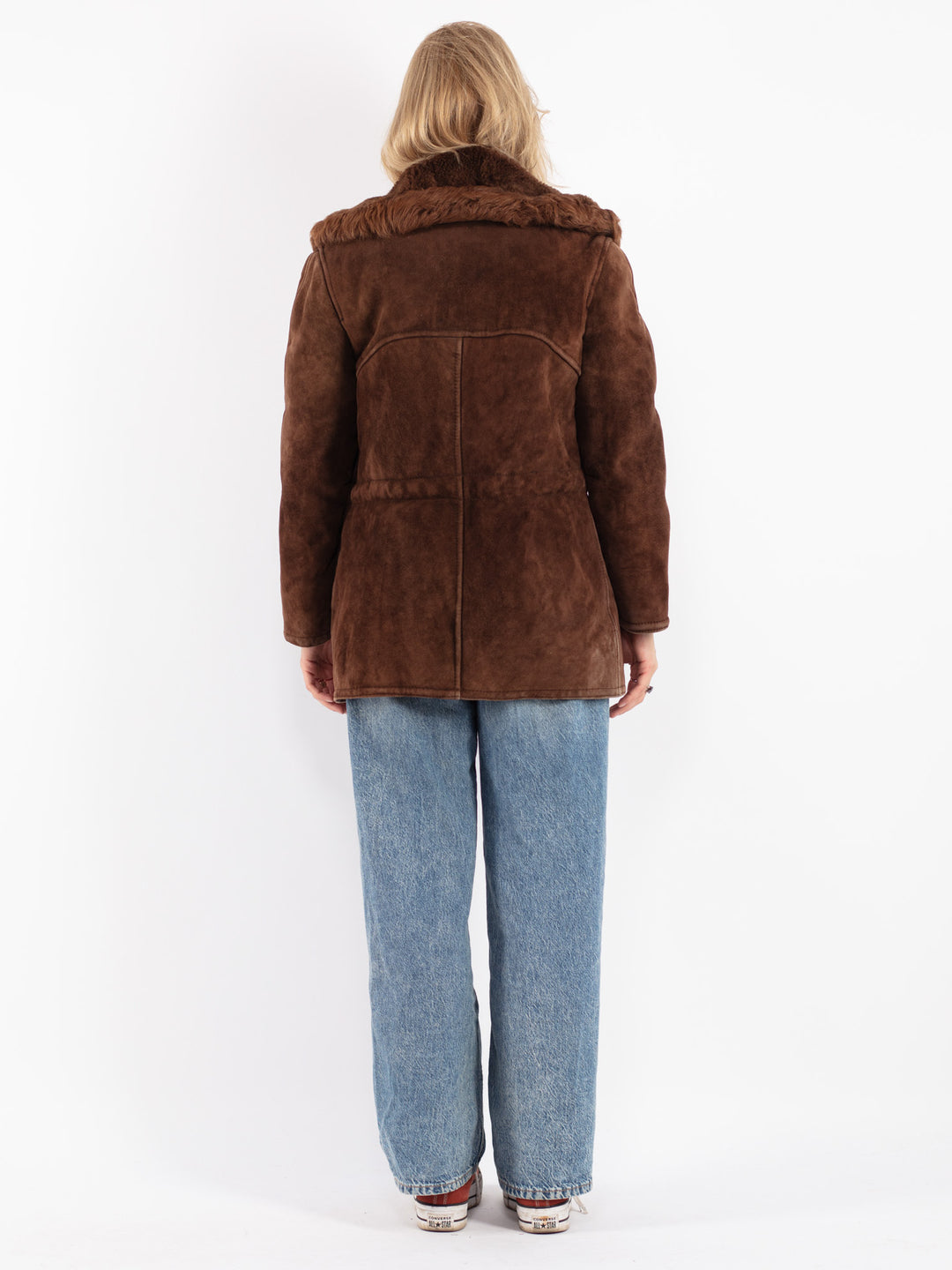 Vintage 70's Women Sheepskin Coat in Brown