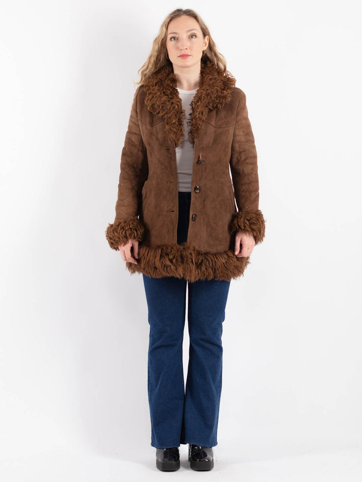 Vintage 70's Women Sheepskin Coat in BrownV9211