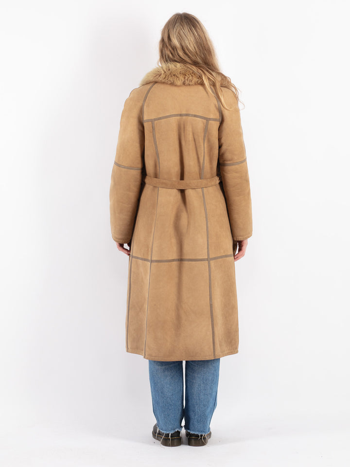 Vintage 70's Women Sheepskin Coat in Beige