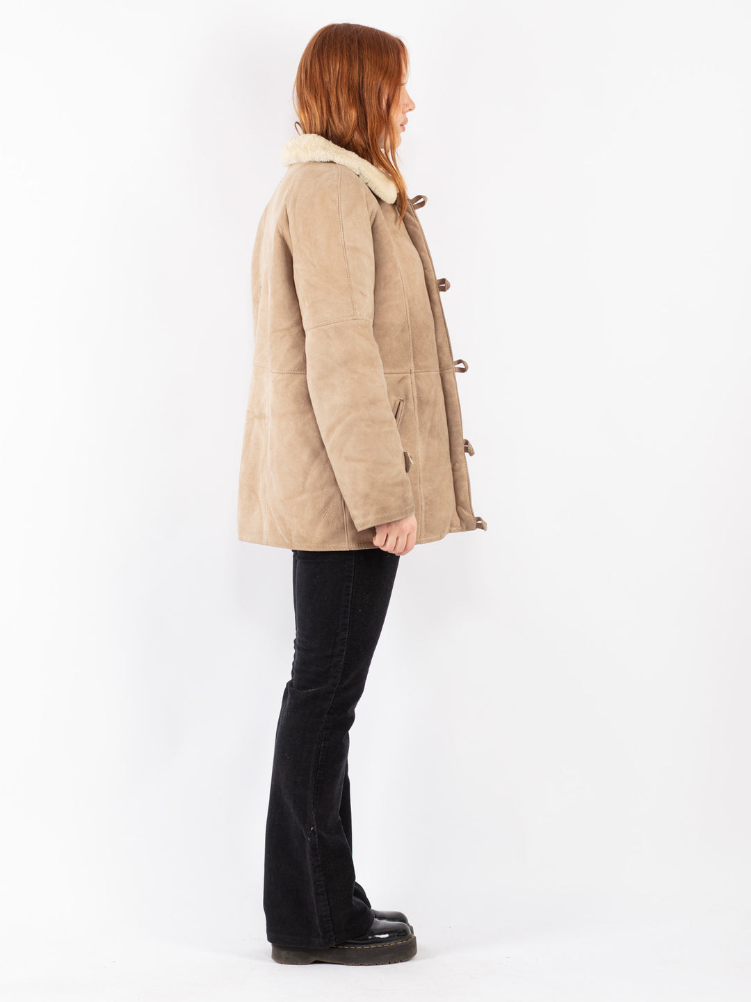 Vintage 70's Women Sheepskin Coat in Beige