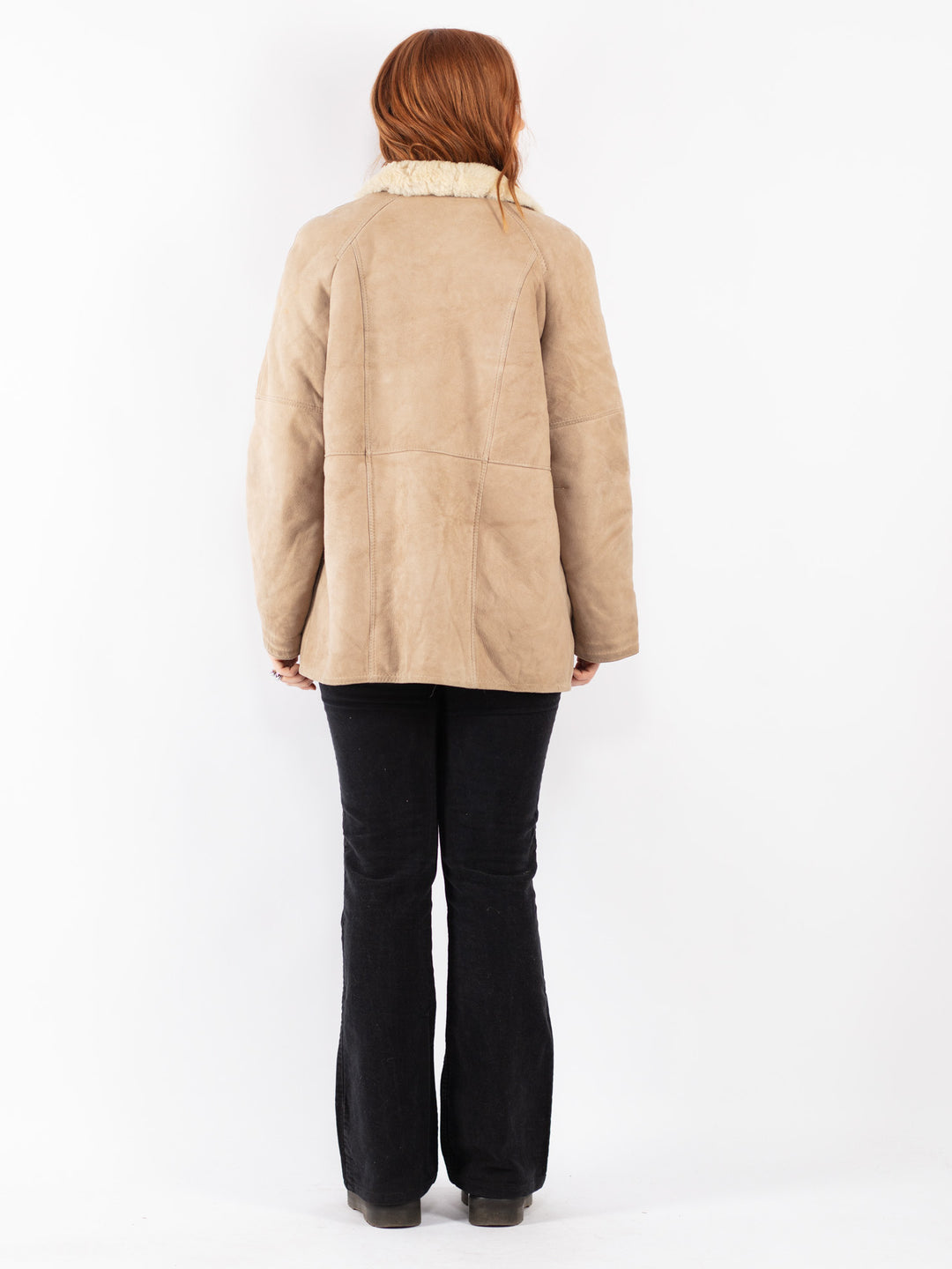 Vintage 70's Women Sheepskin Coat in Beige