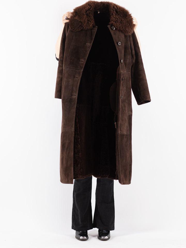 Vintage 70's Women Sheepskin Coat in Brown