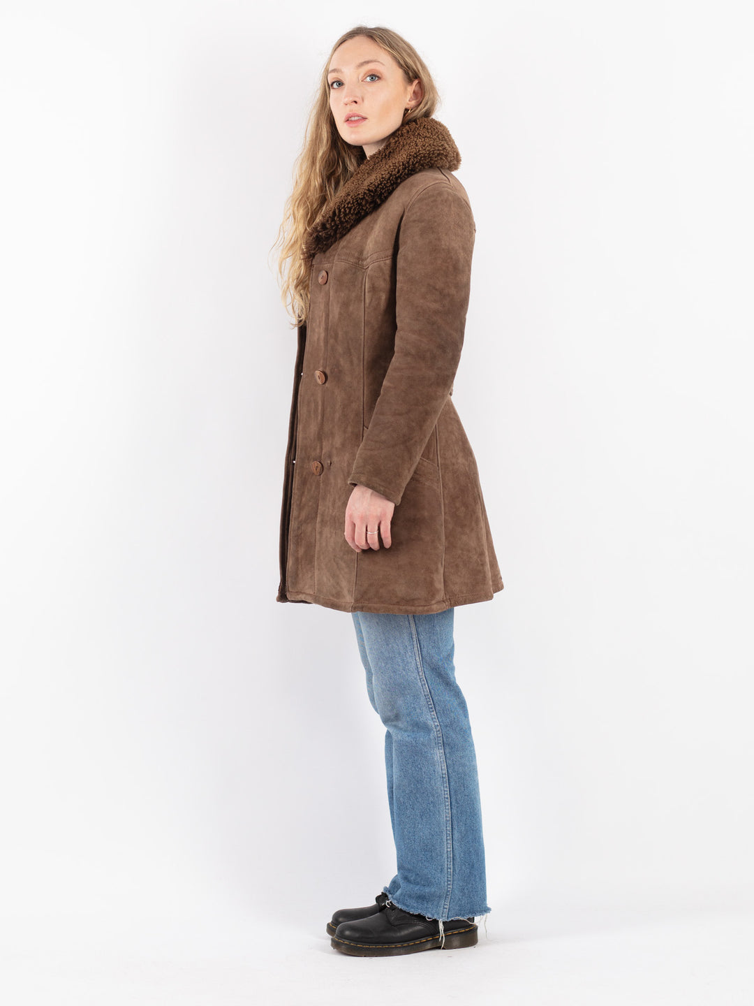 Vintage 70's Women Sheepskin Coat in Brown