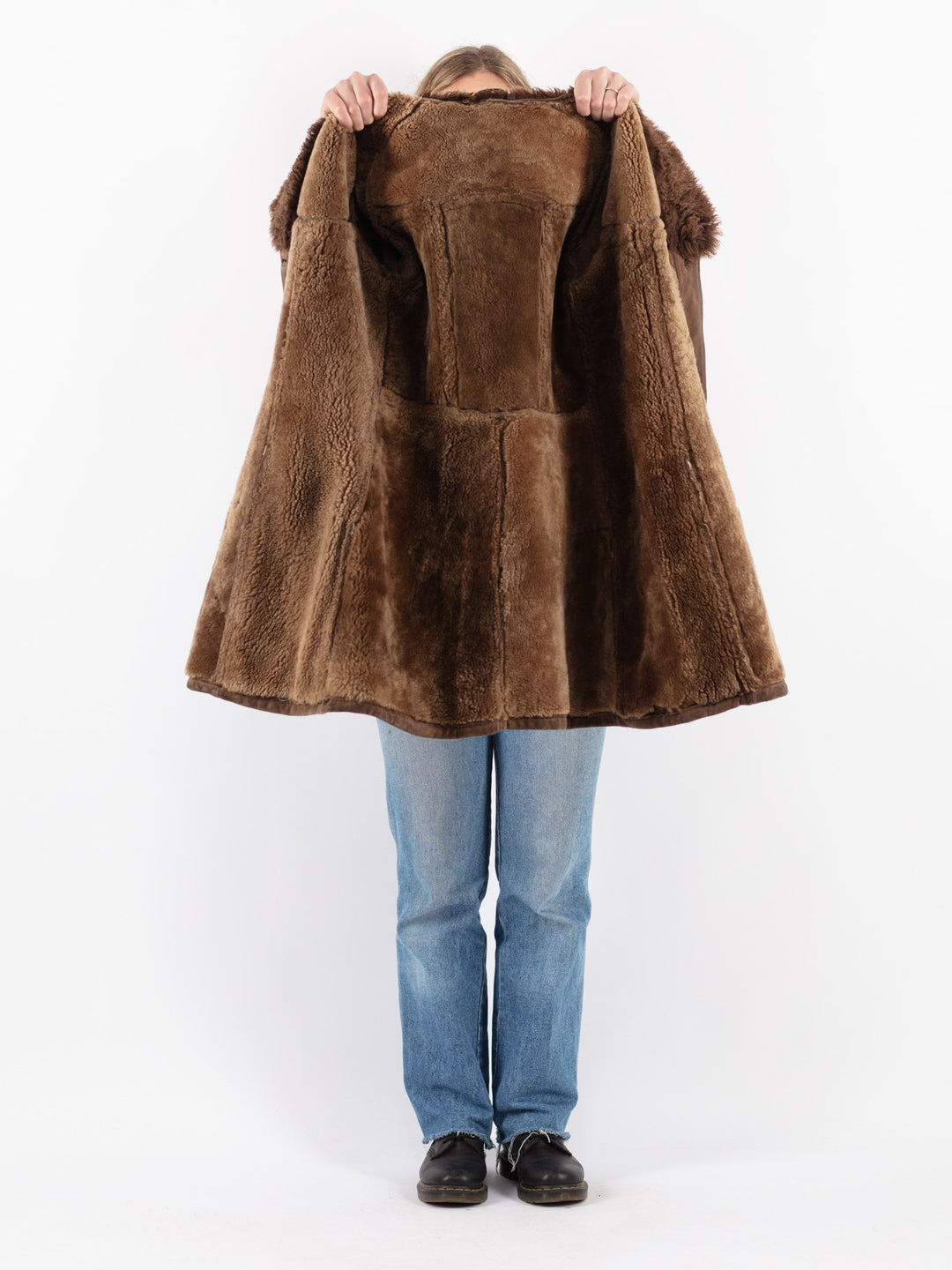Vintage 70's Women Sheepskin Coat in Brown