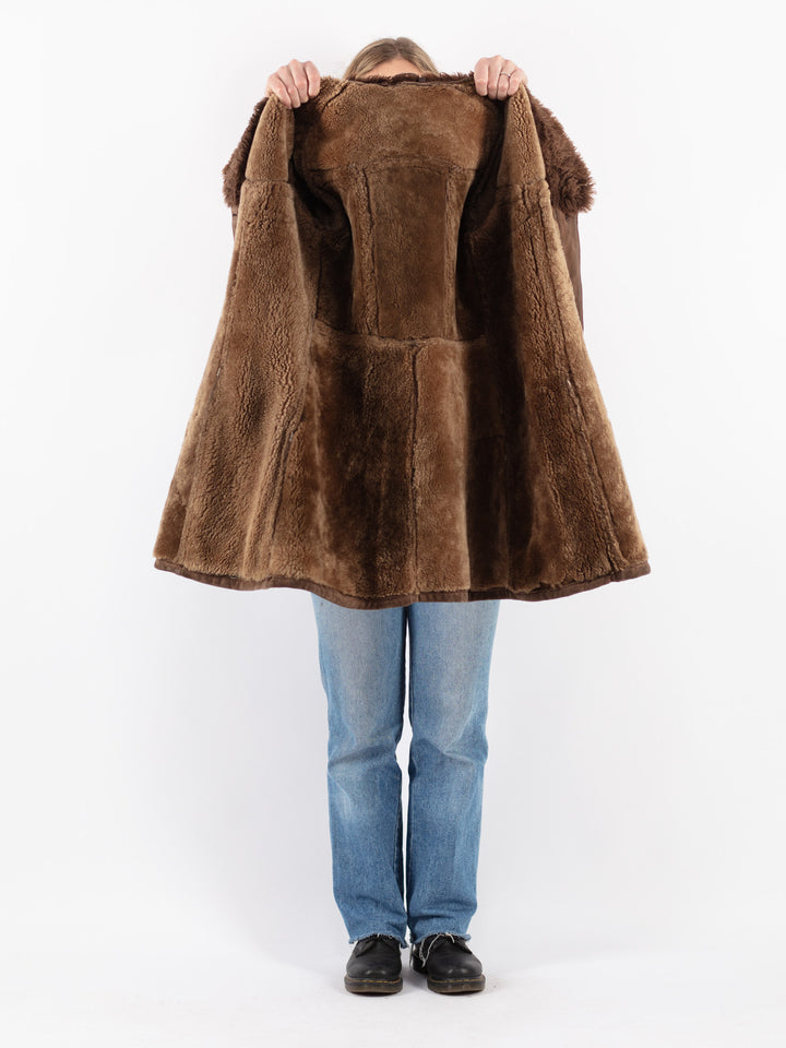 Vintage 70's Women Sheepskin Coat in Brown