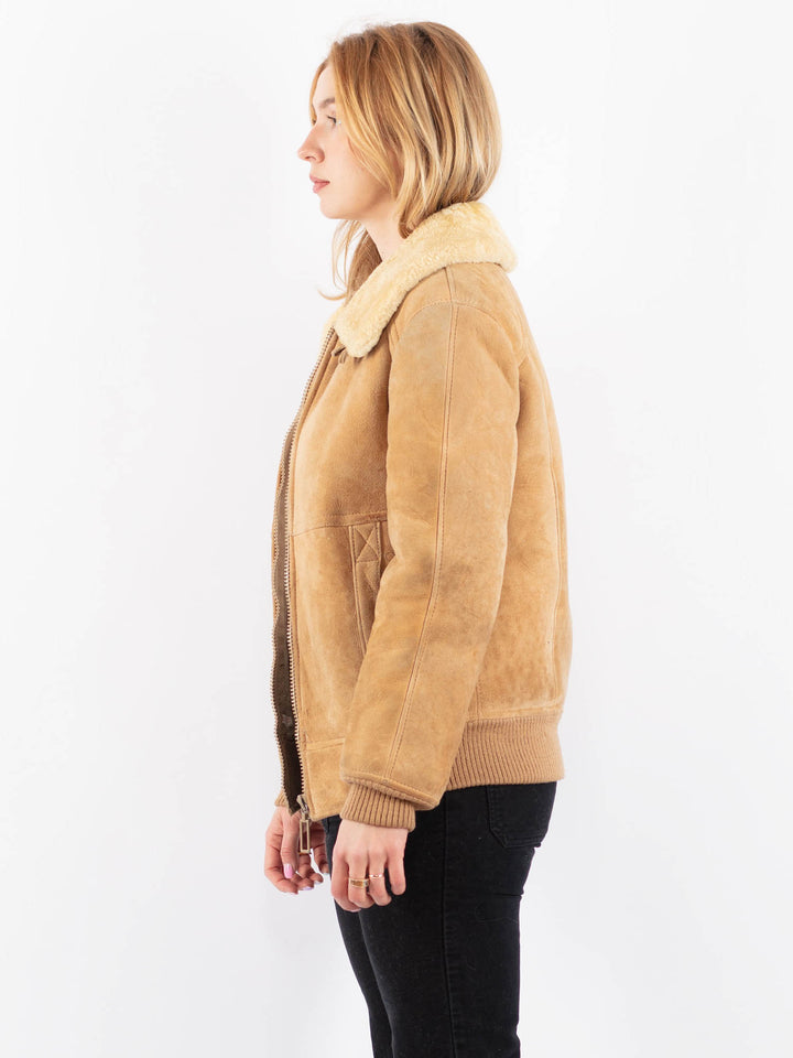 Vintage 70's Women Sheepskin Jacket in BeigeV9673