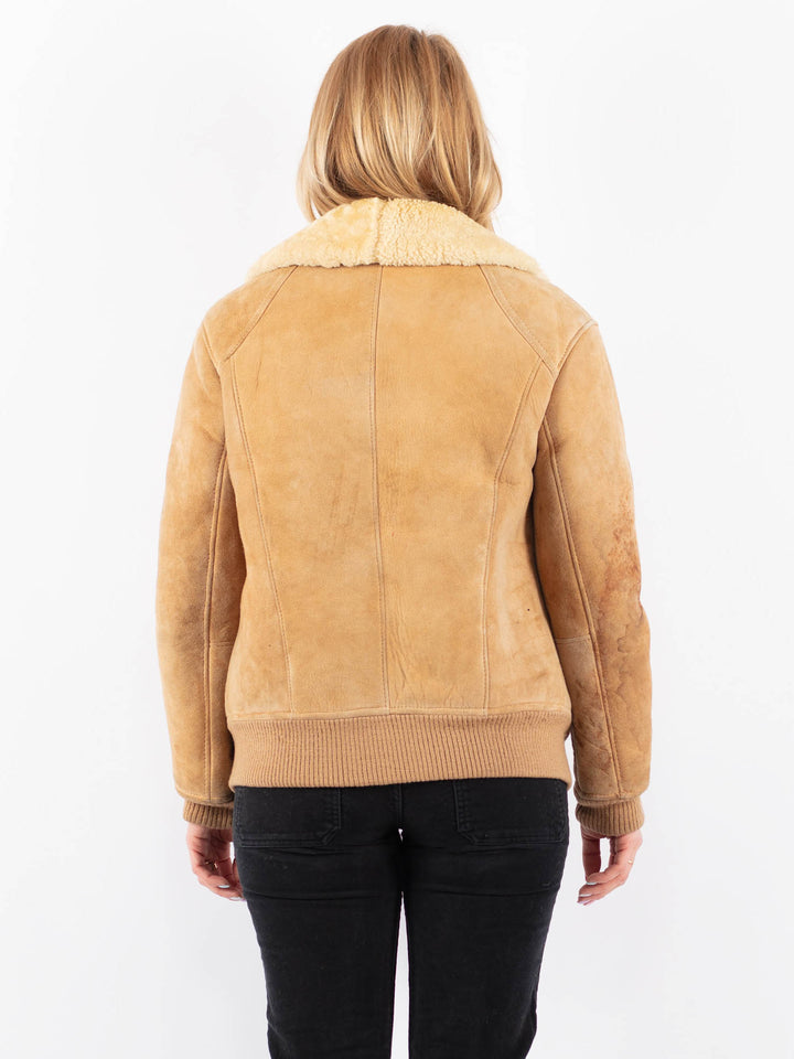 Vintage 70's Women Sheepskin Jacket in BeigeV9673