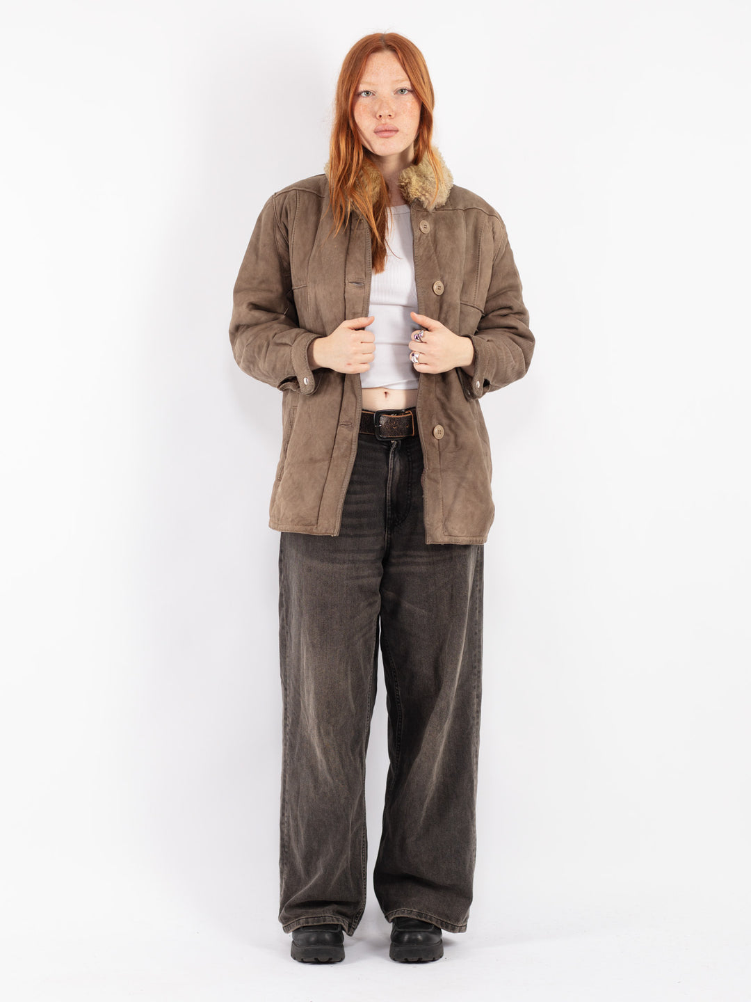 Vintage 70's Women Sheepskin Jacket in Beige