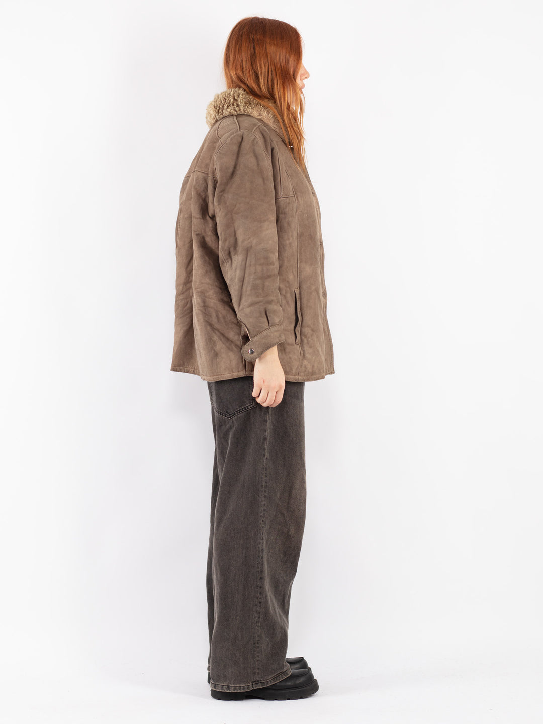 Vintage 70's Women Sheepskin Jacket in Beige