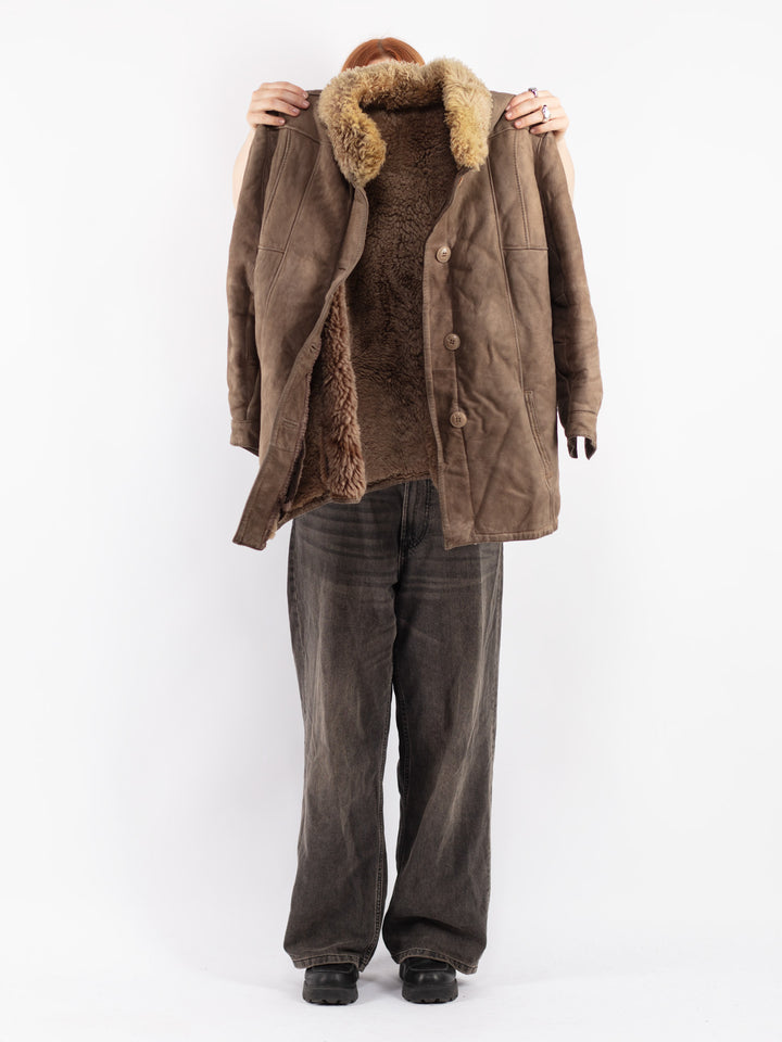 Vintage 70's Women Sheepskin Jacket in Beige