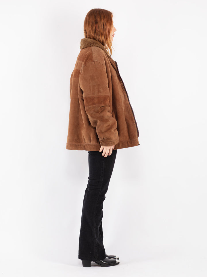 Vintage 70's Women Sheepskin Jacket in Brown