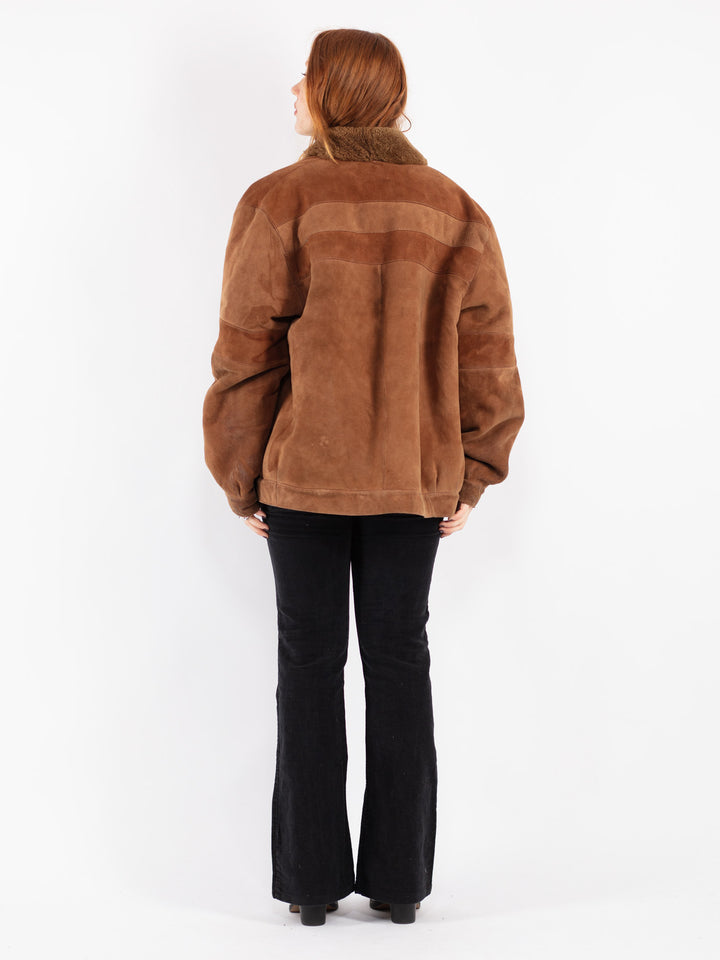 Vintage 70's Women Sheepskin Jacket in Brown