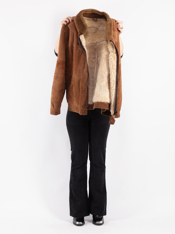 Vintage 70's Women Sheepskin Jacket in Brown