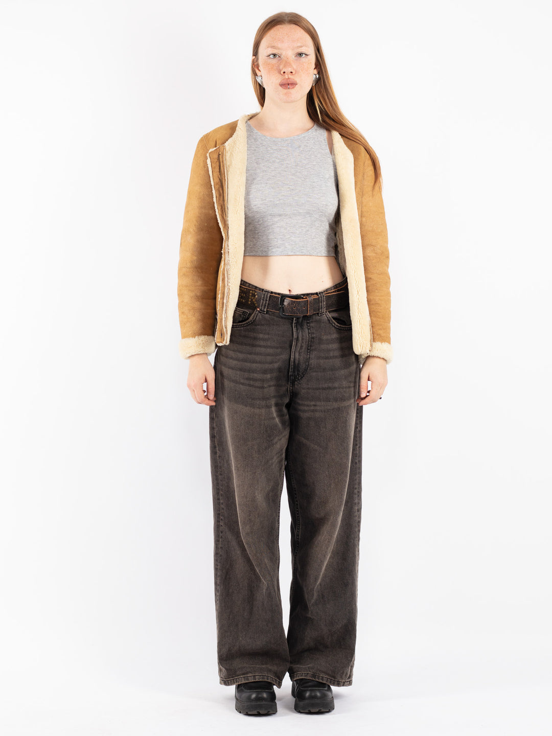 Vintage 70's Women Sheepskin Jacket in Beige