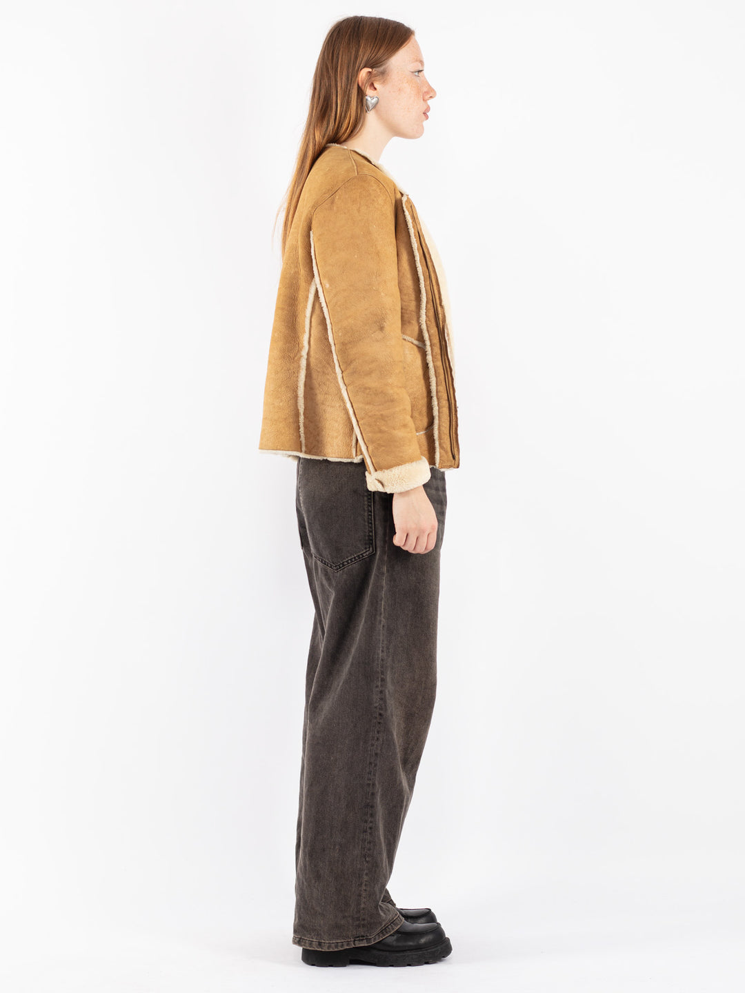 Vintage 70's Women Sheepskin Jacket in Beige