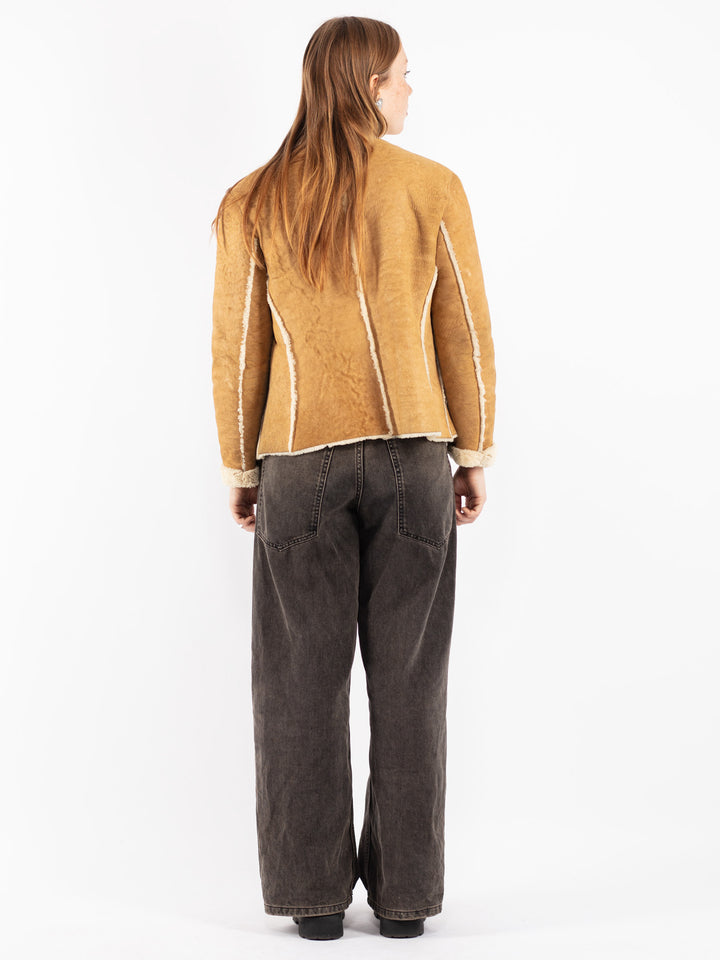 Vintage 70's Women Sheepskin Jacket in Beige