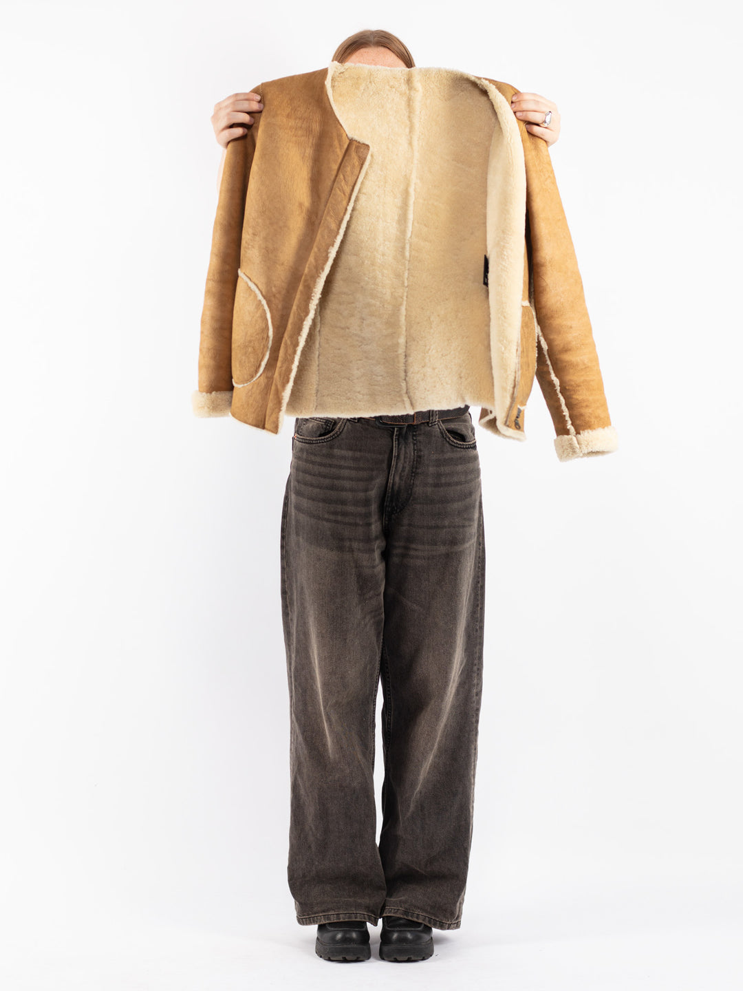 Vintage 70's Women Sheepskin Jacket in Beige