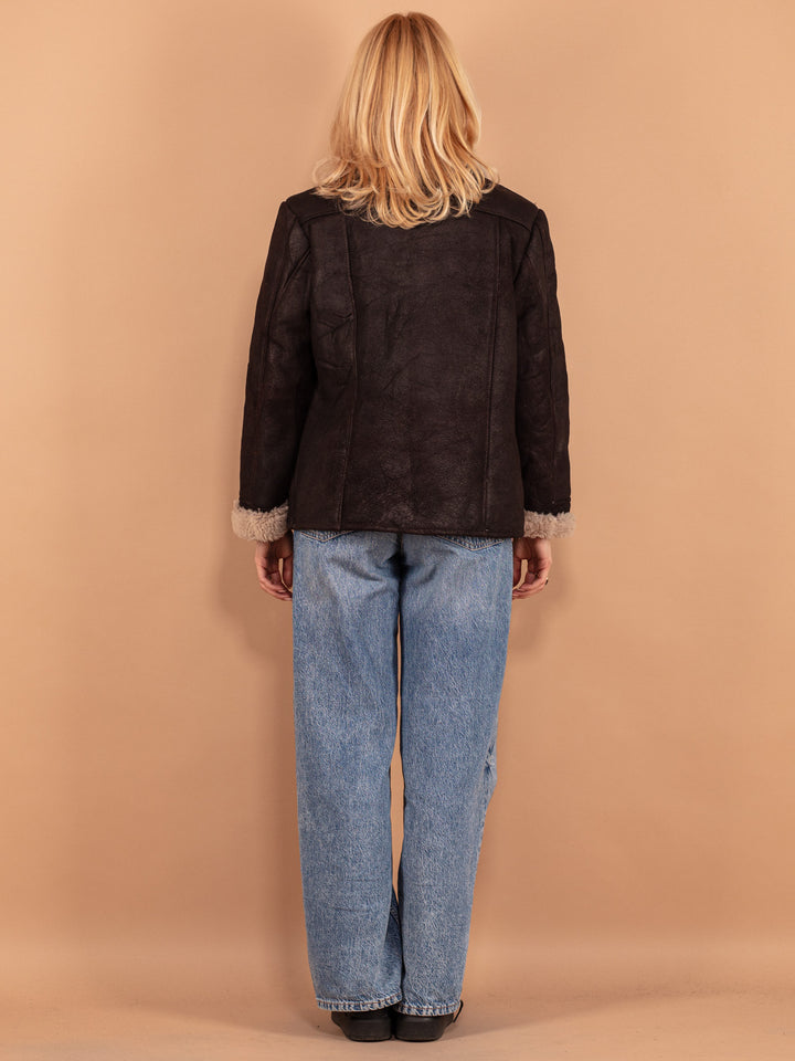Vintage 70's Women Sheepskin Jacket in Brown - NorthernGrip