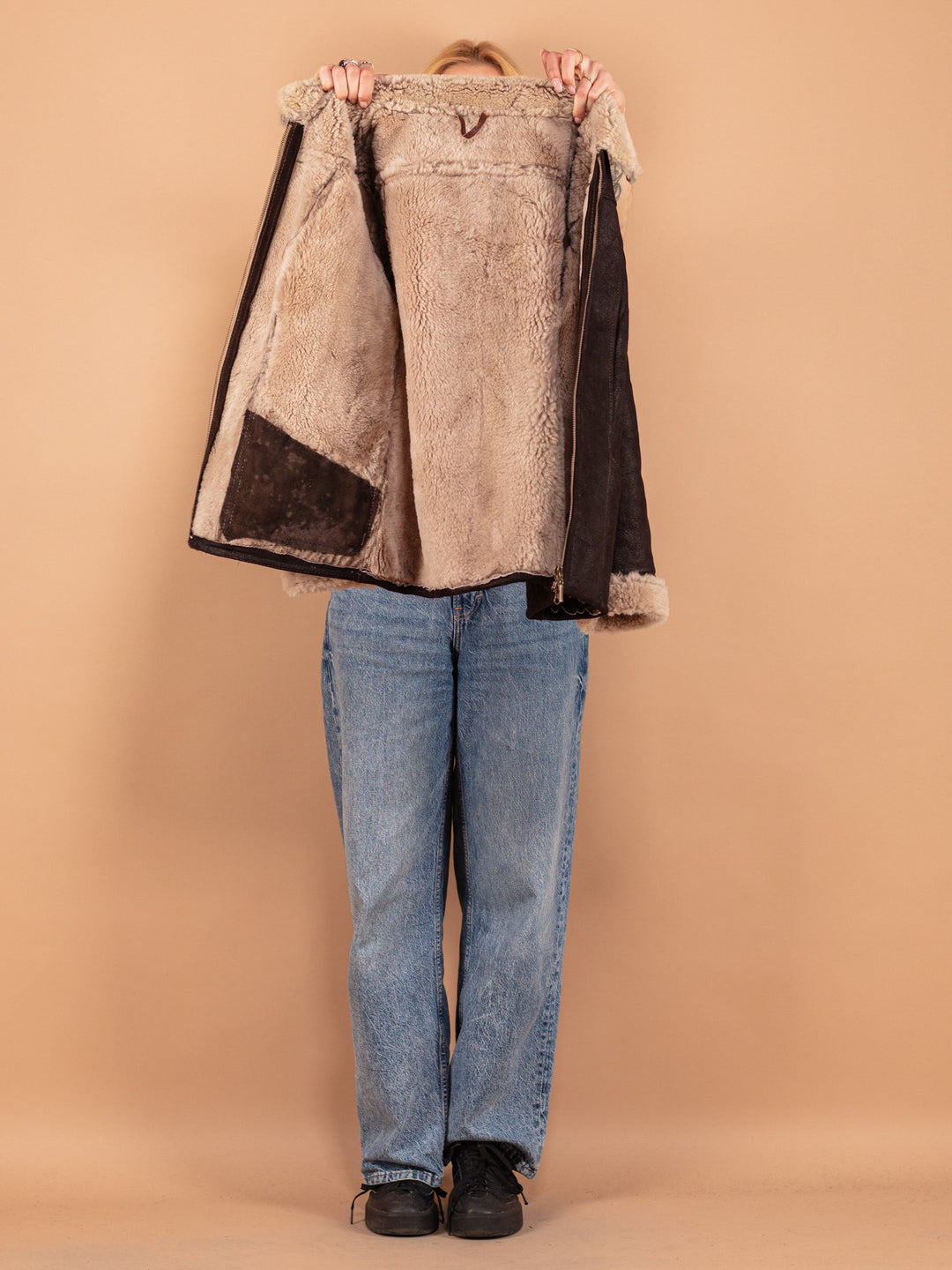 Vintage 70's Women Sheepskin Jacket in Brown - NorthernGrip