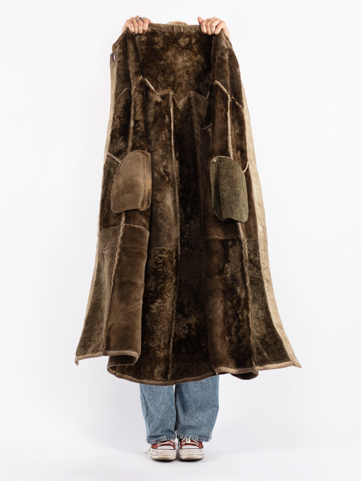 Vintage 70's Women Sheepskin Coat in Beige