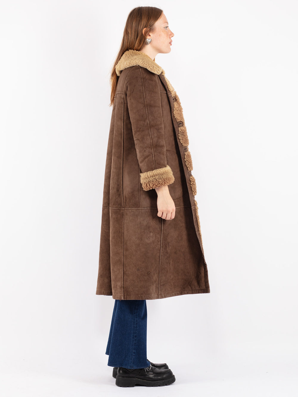 Vintage 70's Women Sheepskin Coat in Brown