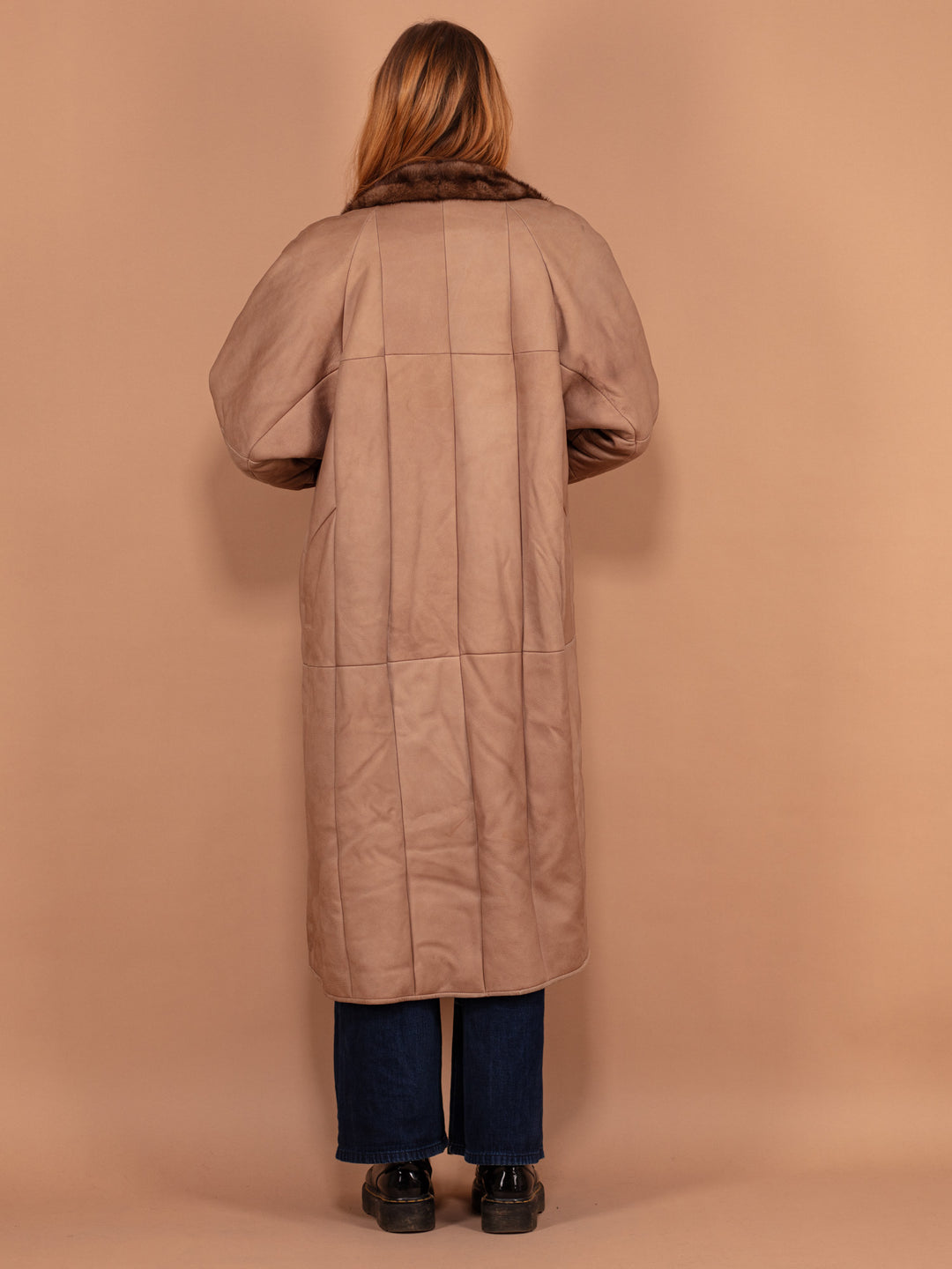 Vintage 70's Women Sheepskin Maxi Coat in Beige - NorthernGrip