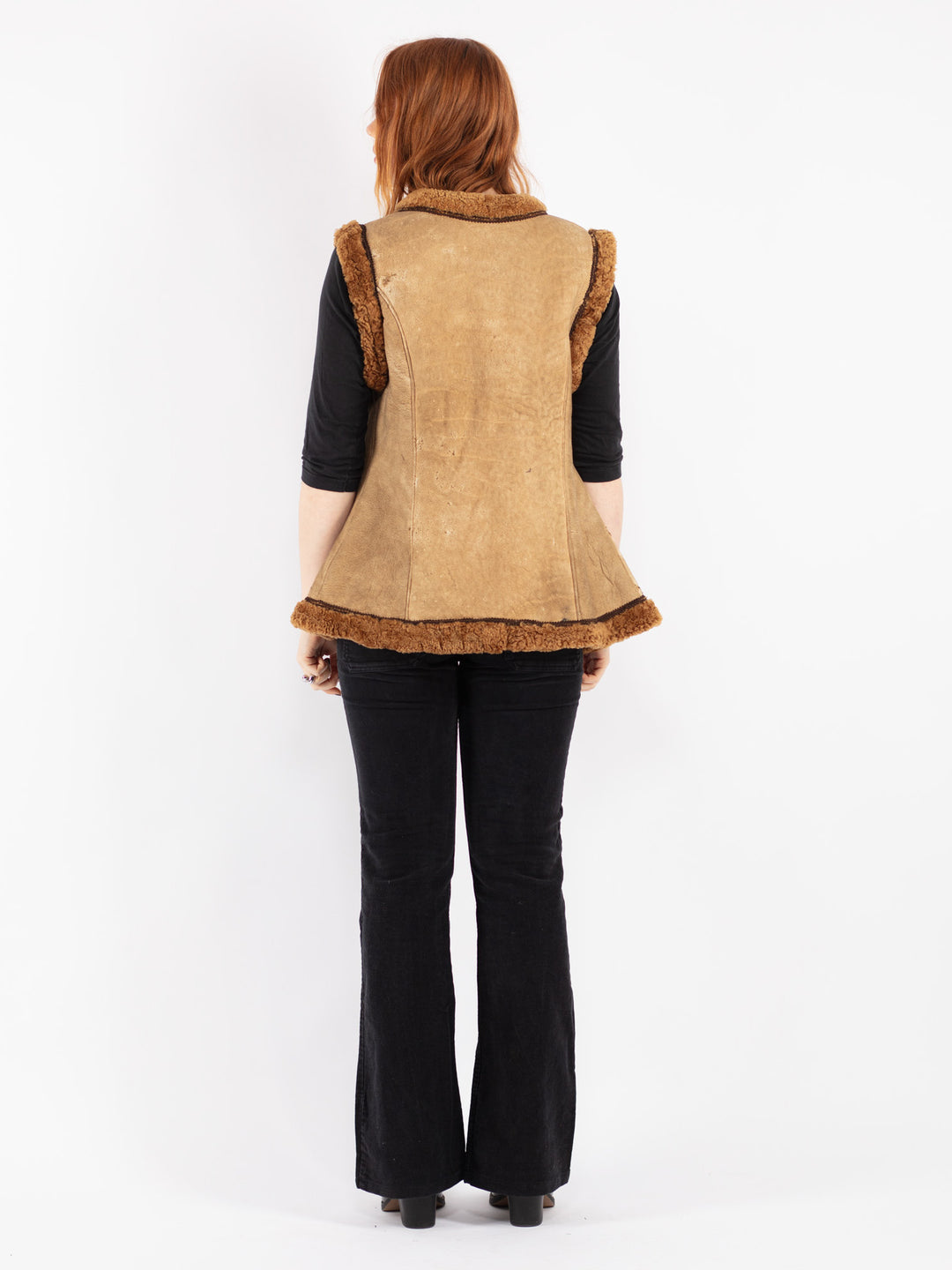 Vintage 70's Women Sheepskin Vest in Beige