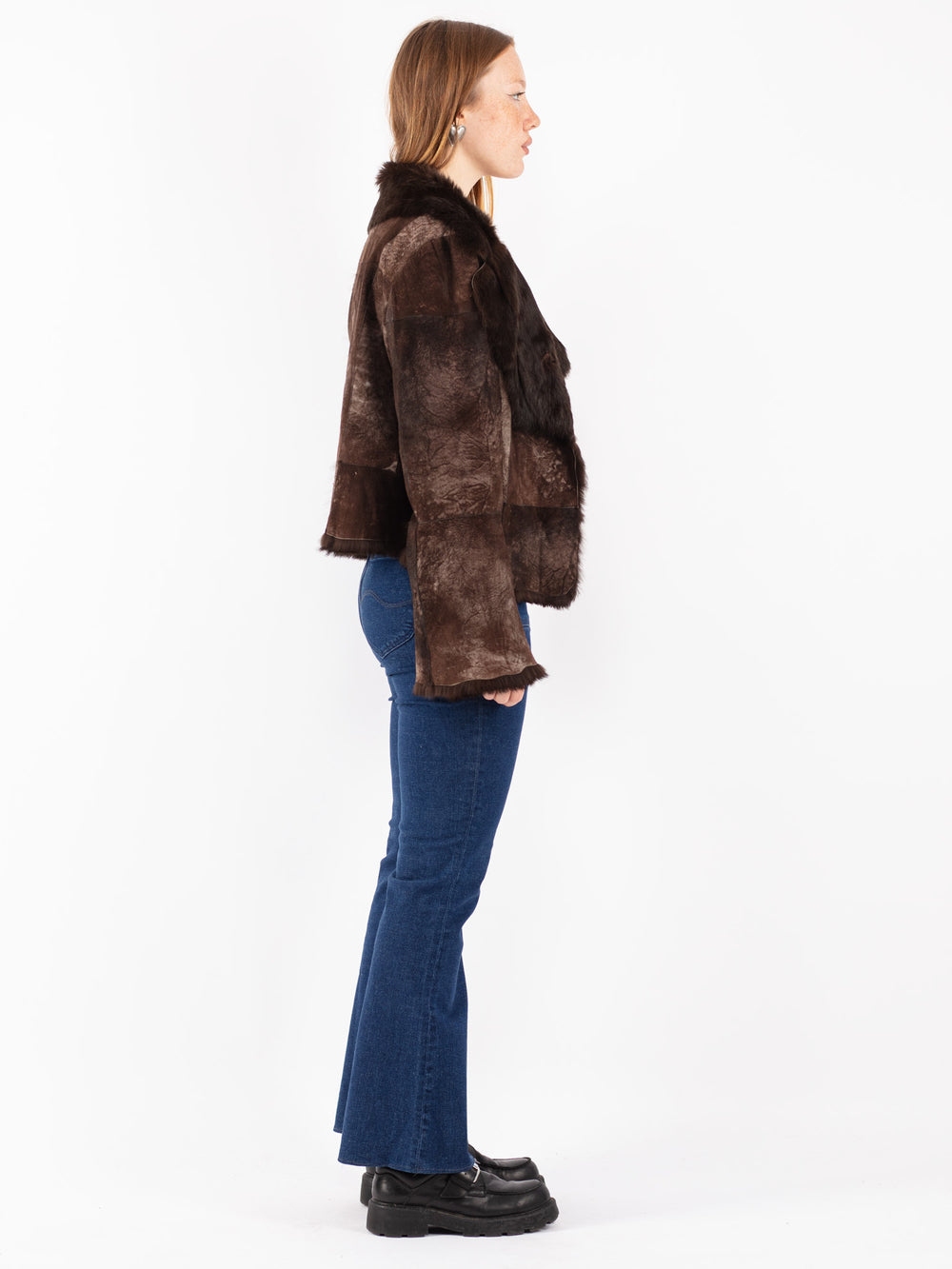 Vintage 70's Women Suede Sherpa Jacket in Brown