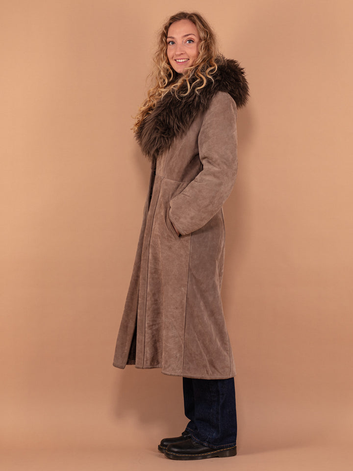 Vintage 70's Women Penny Lane Sherpa Coat in Brown