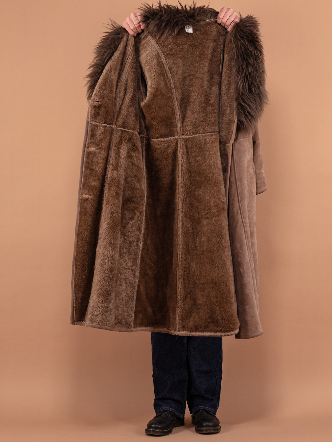 Vintage 70's Women Penny Lane Sherpa Coat in Brown