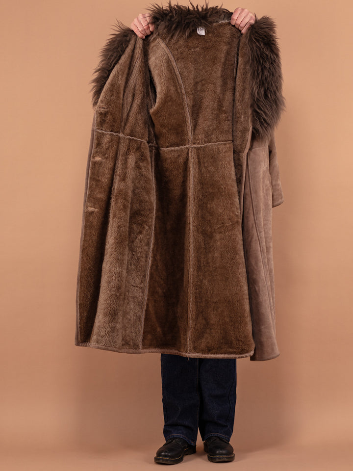 Vintage 70's Women Penny Lane Sherpa Coat in Brown