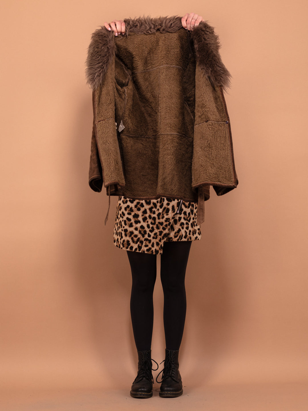 Vintage 70's Women Suede Sherpa Jacket in Beige - NorthernGrip