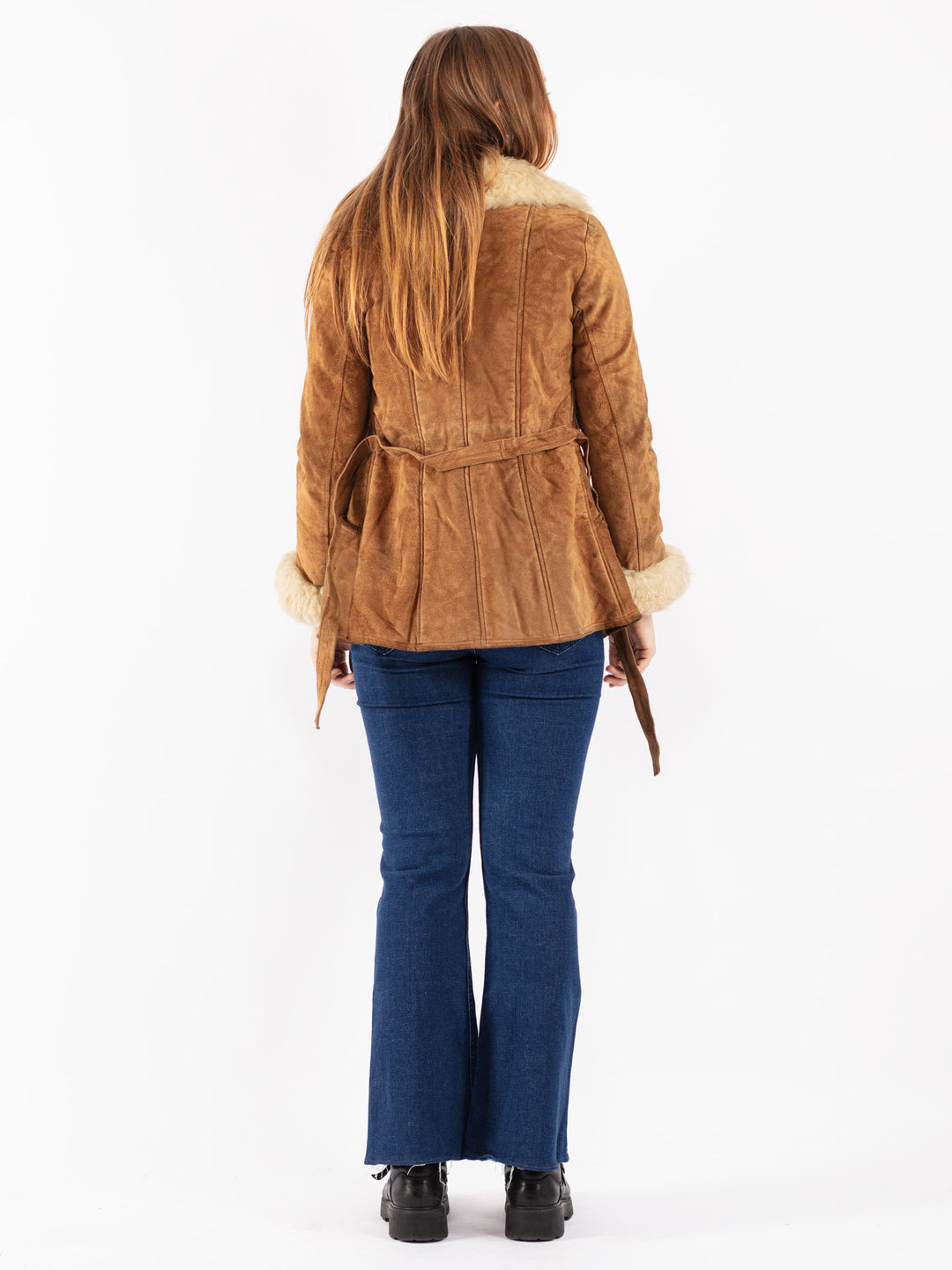 Vintage 70's Women Suede Sherpa Jacket in Brown