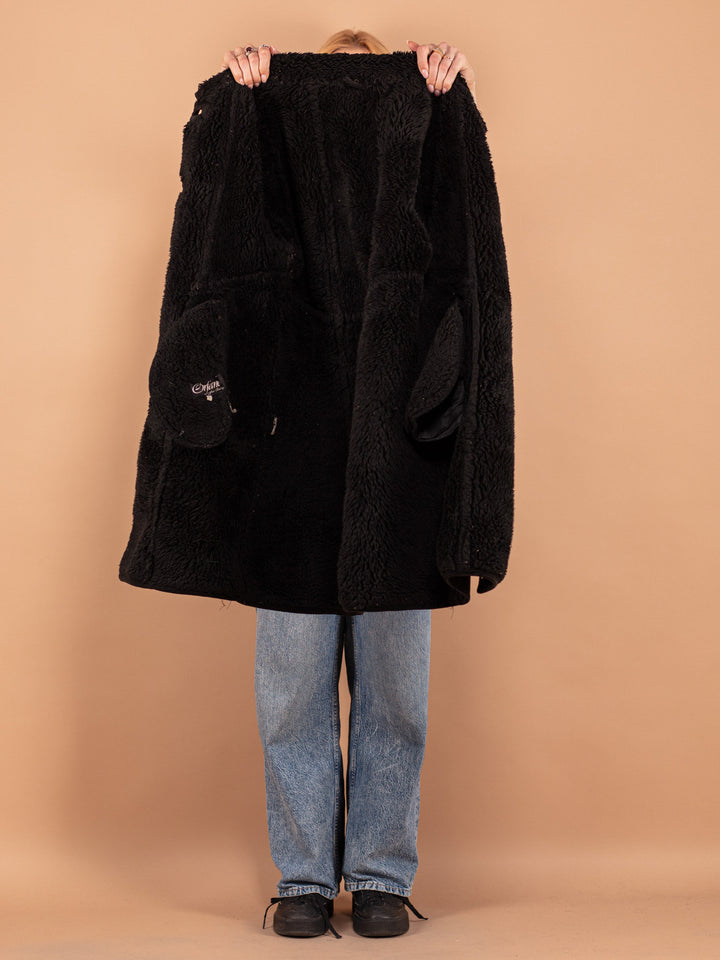 Vintage 80's Women Sherpa Coat in Black - NorthernGrip