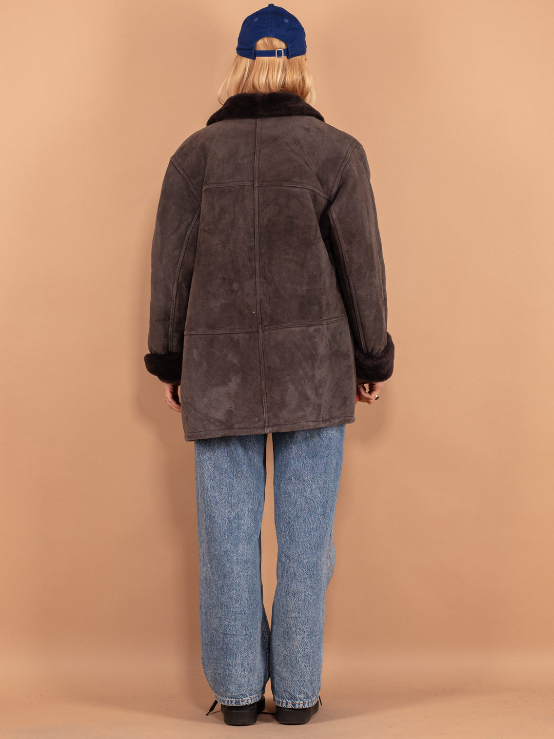 Vintage 80's Women Sheepskin Coat in Gray - NorthernGrip
