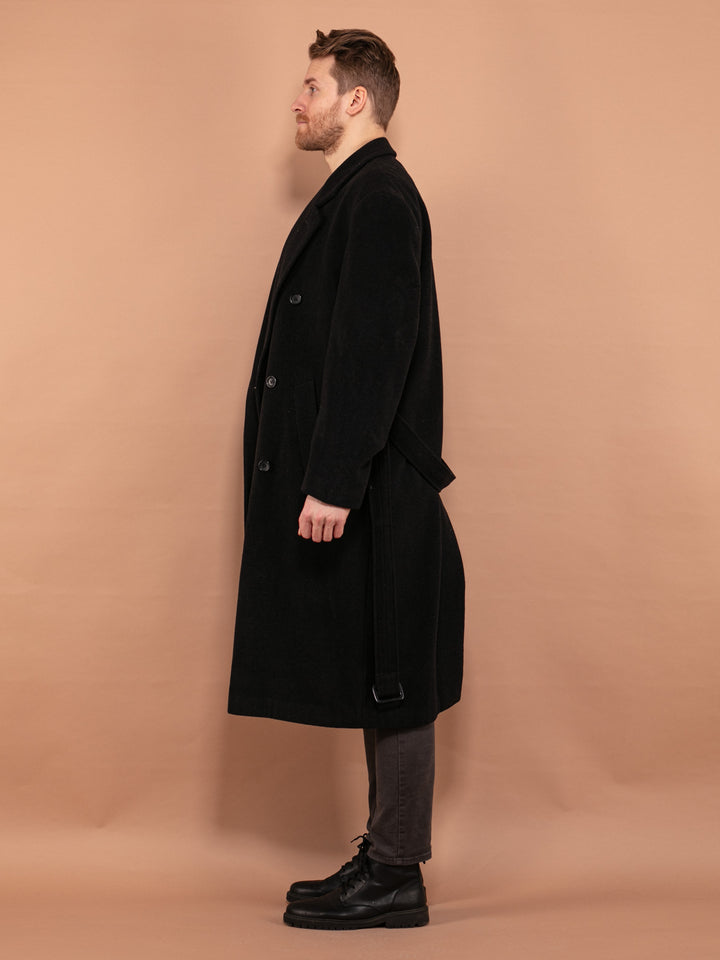 Vintage 80's Men Cashmere and Wool Blend Coat in Dark Gray - NorthernGrip